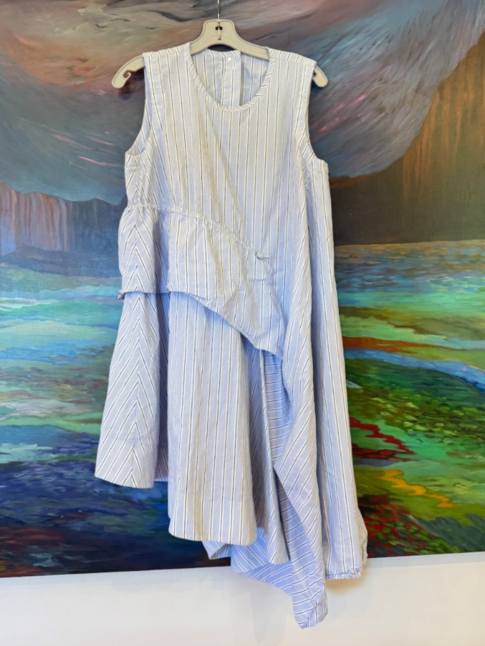 JNBY lagenlook asymmetric striped sleeveless Cotton dress